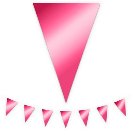 Eén grote en één kleinere roze vlaggenlijn met glanzende afwerking.