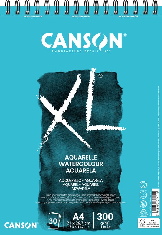 Foto: Canson schetsblok xl aquarelle 300g m a4 30 vellen