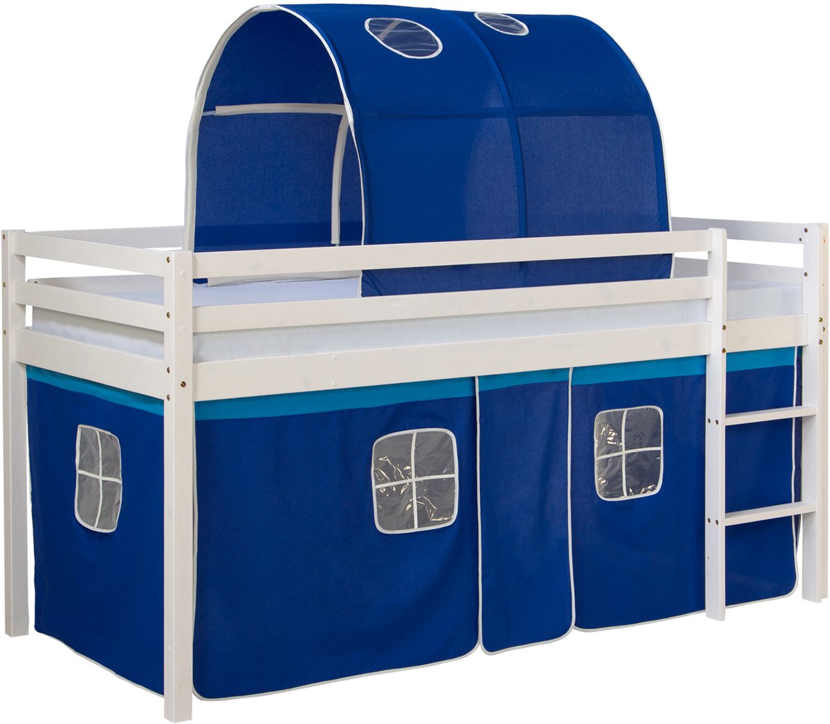 Homestyle4u Hoogslaper - 90x200 cm - Blauw - Ladder