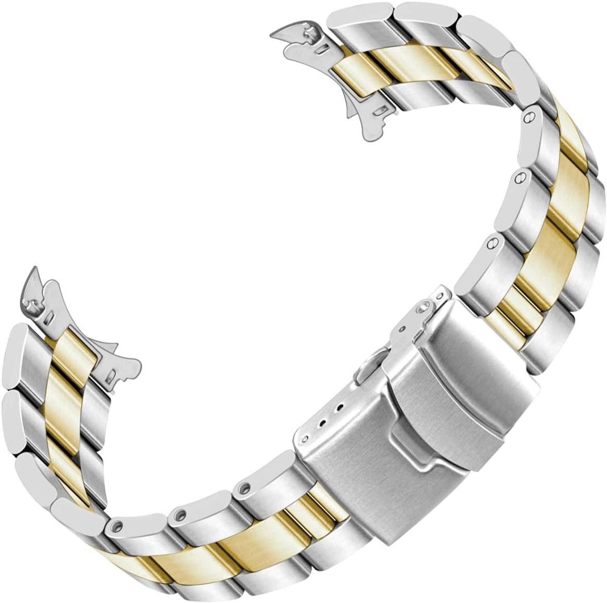 Roestvrijstalen gebogen horlogeband met taps toelopend uiteinde, 18mm 20mm 21mm 22mm armband met dubbele Fliplock gesp