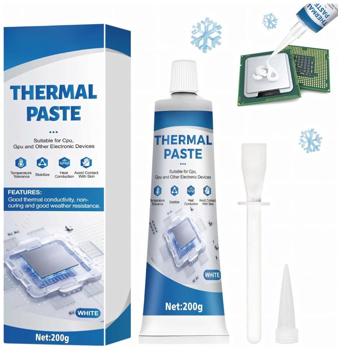 Thermal Paste - Thermische Pasta - 200 G Hoogwaardige Warmtegeleidende Pasta CPU - Warmtegeleiding CPU - Bestand Tegen Hoge Temperaturen - Geschikt Voor Thermische Pasta - Koelkast - Camper - Elektronica