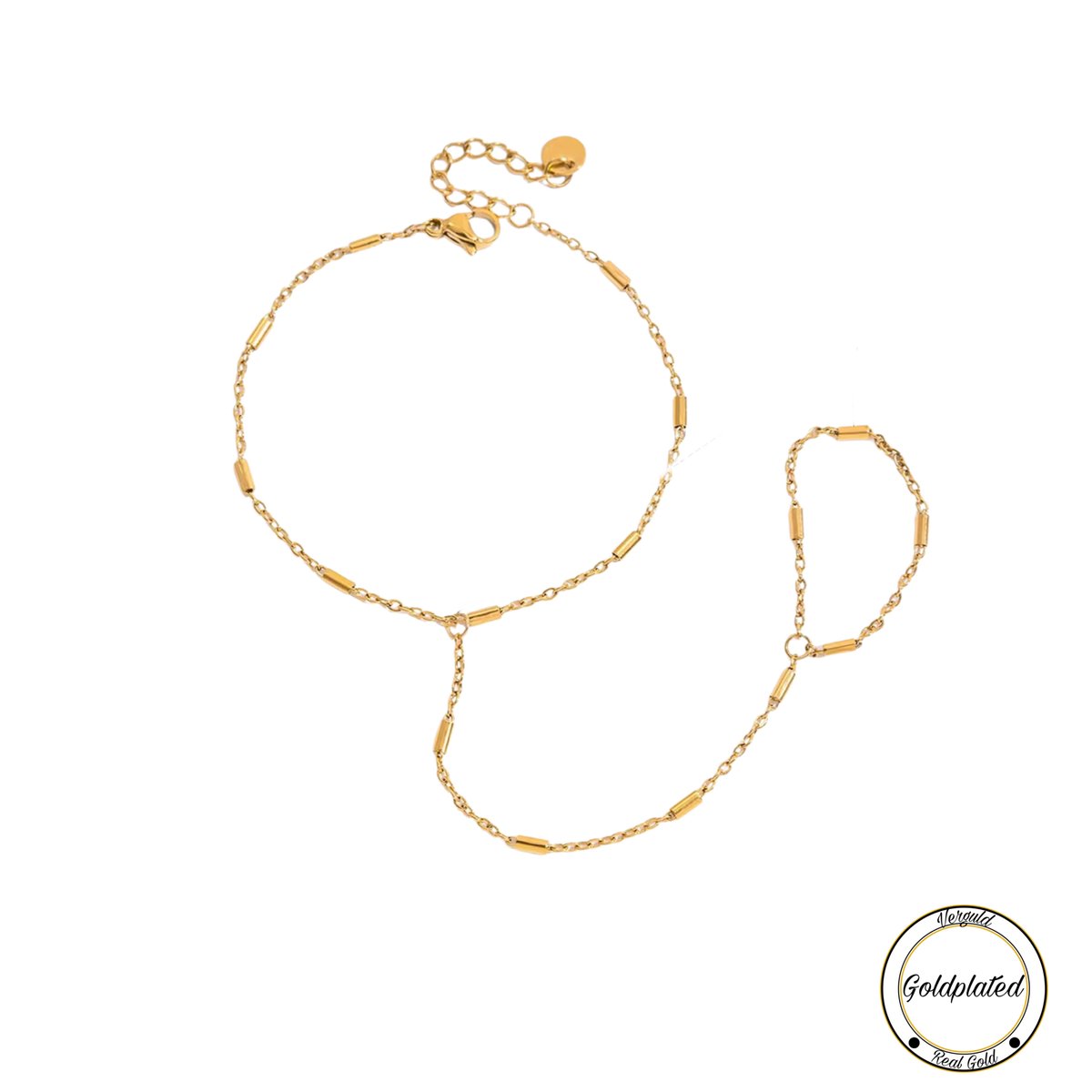 Borasi Handketting Goudkleurig | Goldplated | Dames Sieraden | Dames Armbanden | Dames Ring | Cadeau | Luxe Geschenkzakje |
