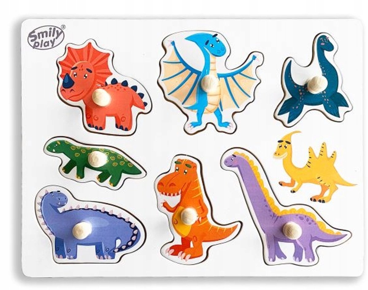 Smily Play Houten Dino Legpuzzel met Handgrepen