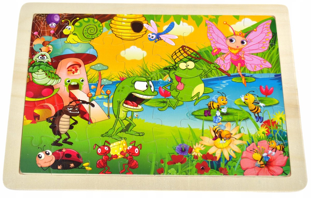 Grote Houten Puzzel 40 Stukjes - Insecten Educatief Speelgoed