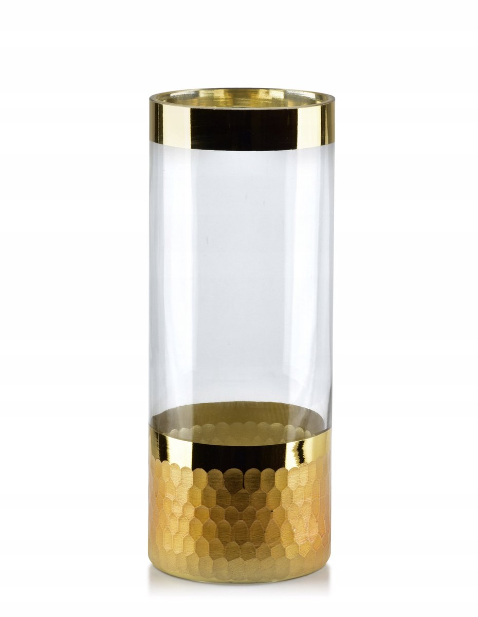 Glazen Vaas 25cm Transparant Goud - Stijlvolle Decoratie