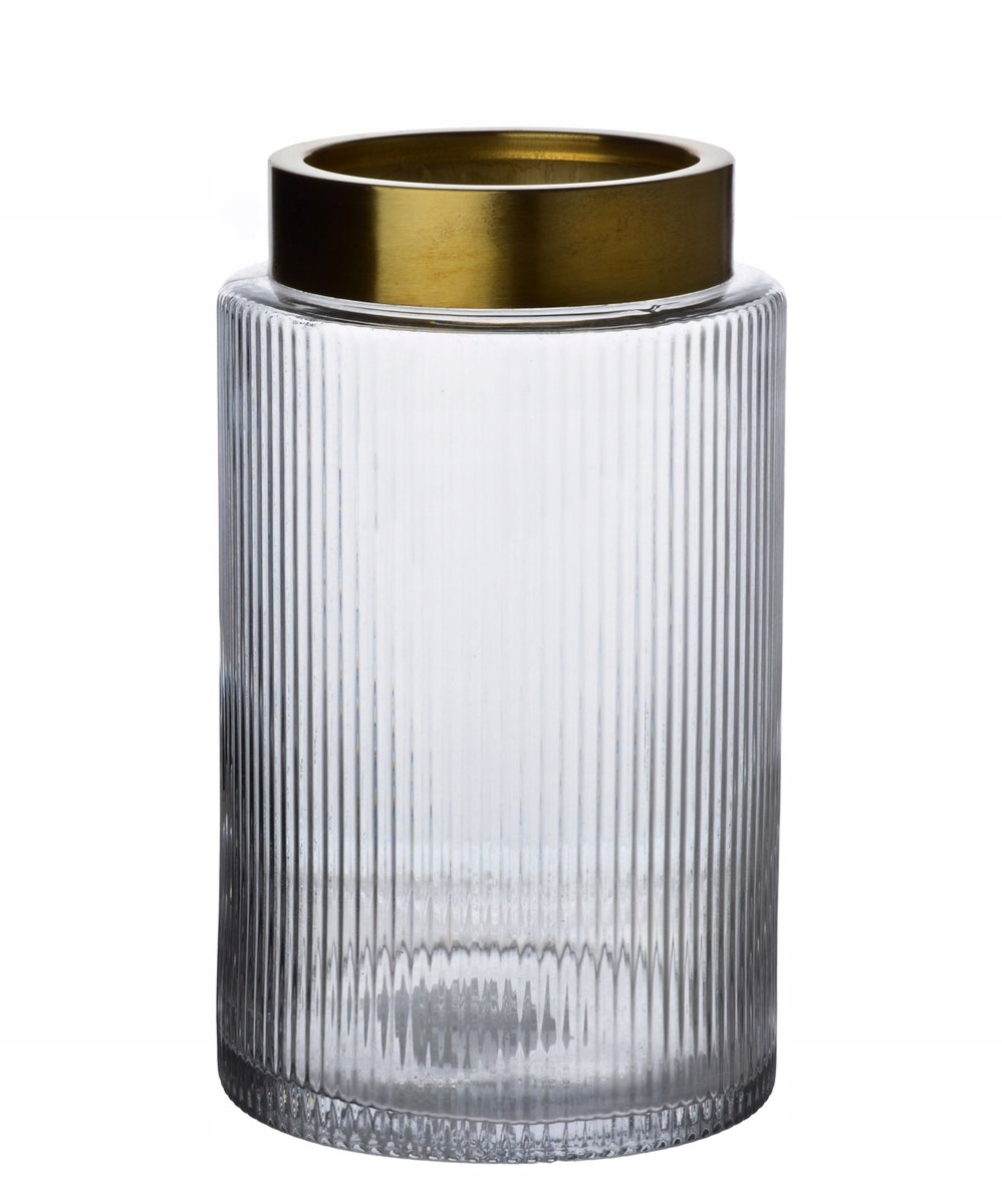 Glazen Vaas Serenite 14x25 cm Gouden Afwerking
