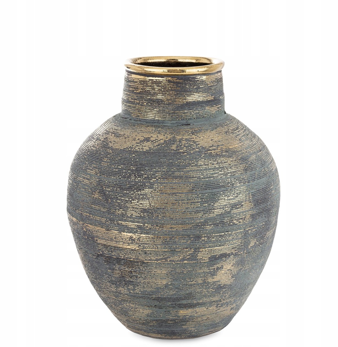 Stijlvolle Keramische Vaas - Goud & Blauw, 35cm