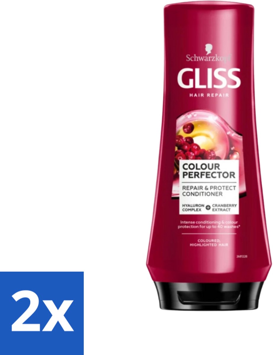 2 x Gliss - Hair Repair - Conditioner voor Kleurbehoud en Glans - 200 ml - Haar Conditioner - Kleurbescherming - Glans Conditioner - Geverfd Haar - Highlights