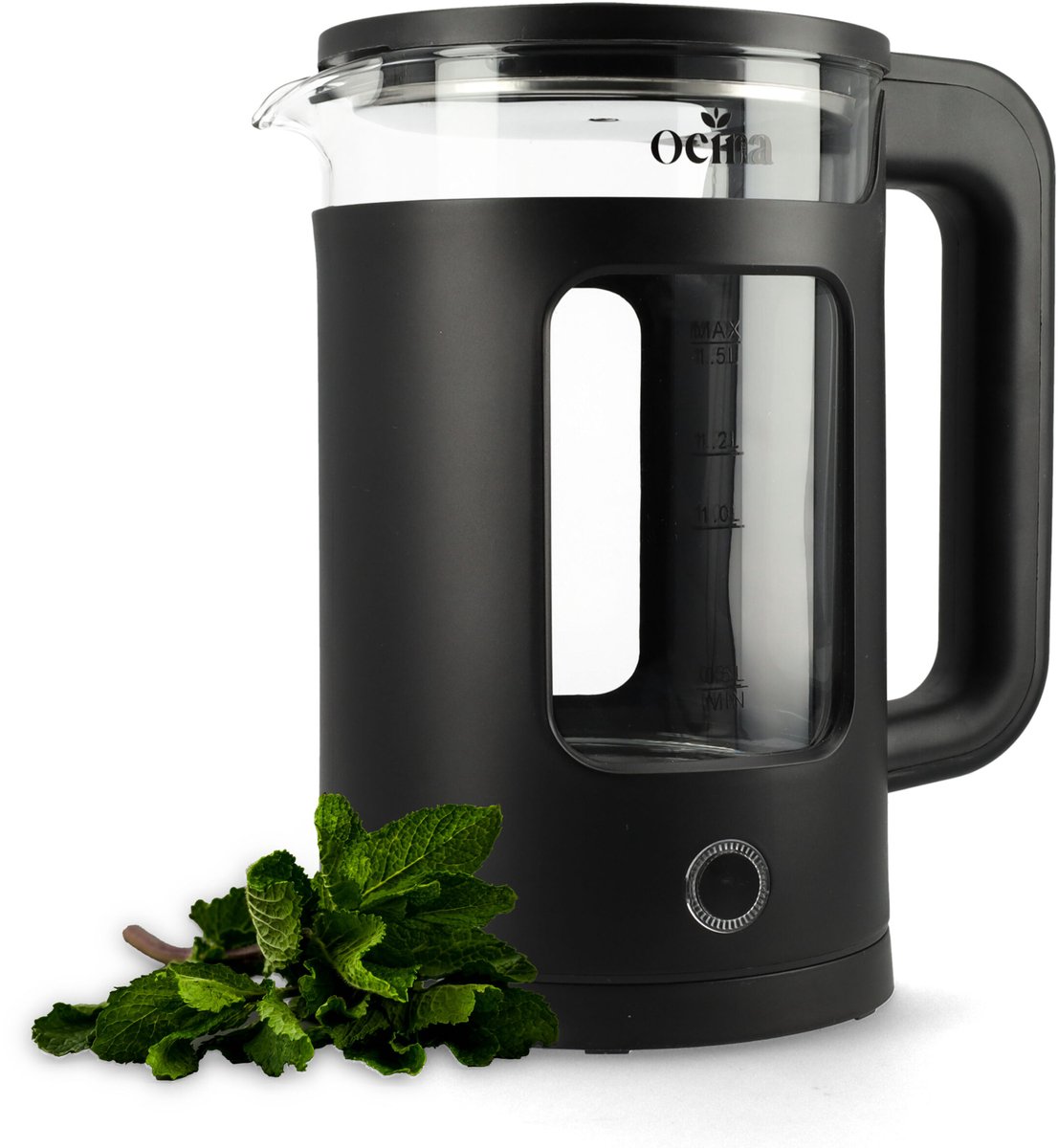 Ocina Elektrische Waterkoker - 15 Liter - 1500W - LED - Glas - Zwart