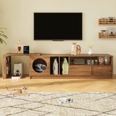 Hoppa! Glazen salontafel met opbergruimte, gehard glas voor in de woonkamer, goudkleur