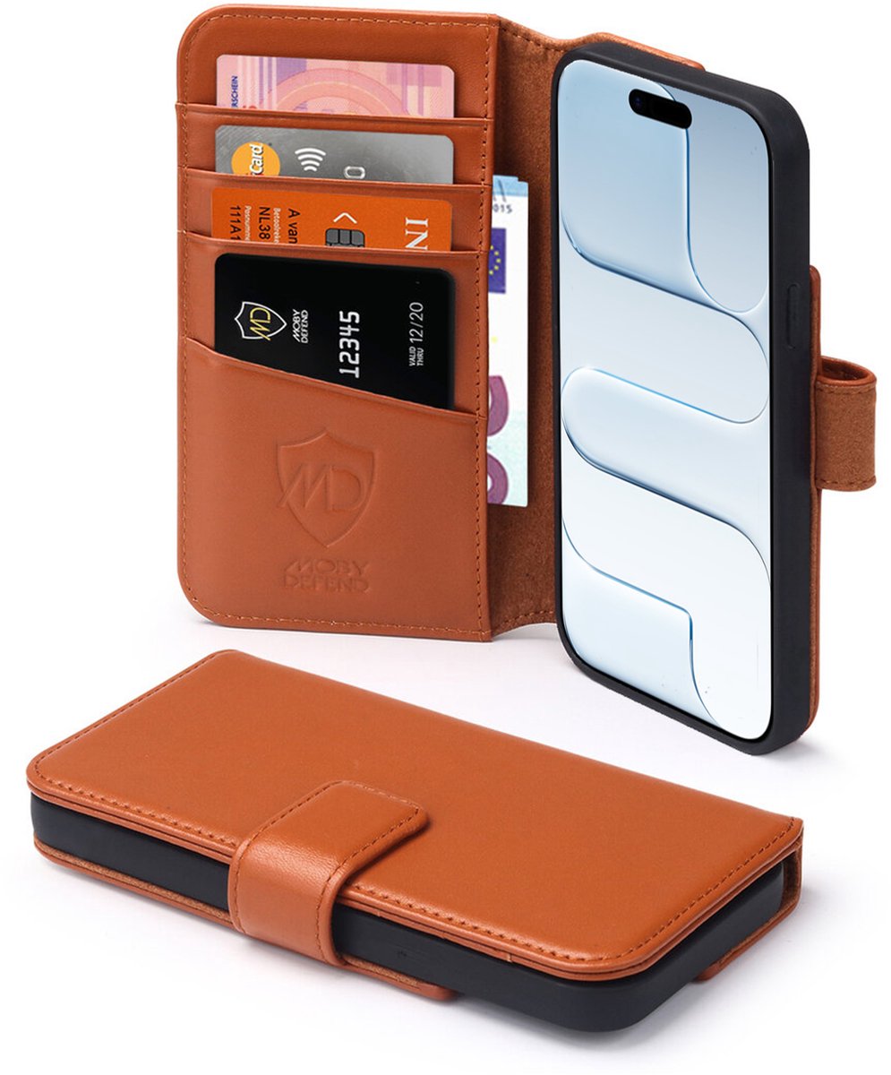 MobyDefend Hoesje - Geschikt voor iPhone Air - Luxe Leren Wallet Bookcase - Bruin
