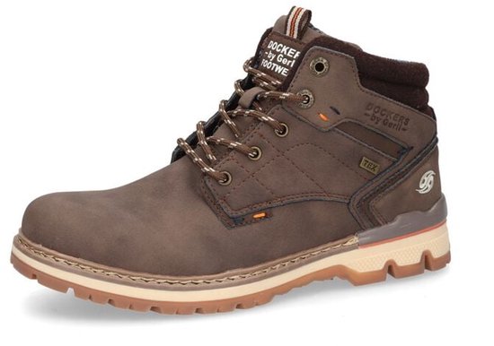 Dockers By Gerli Winter Boot Uomo - Stivali Invernali In Pelle Marrone, Con Cerniera, Altezza Caviglia, Stile Rock E Streetwear, Taglia EU44