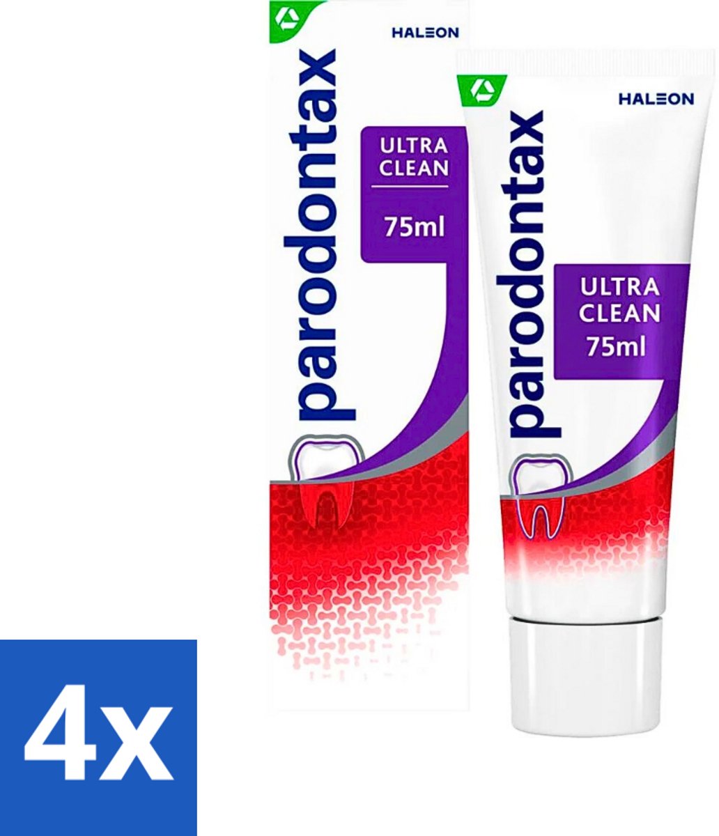 4 x Parodontax - Tandpasta - Ultra Clean - Tegen Bloedend Tandvlees - 75 ml - Tandpasta - Bloedend Tandvlees - Tandplak - Gezond Tandvlees - Mondverzorging