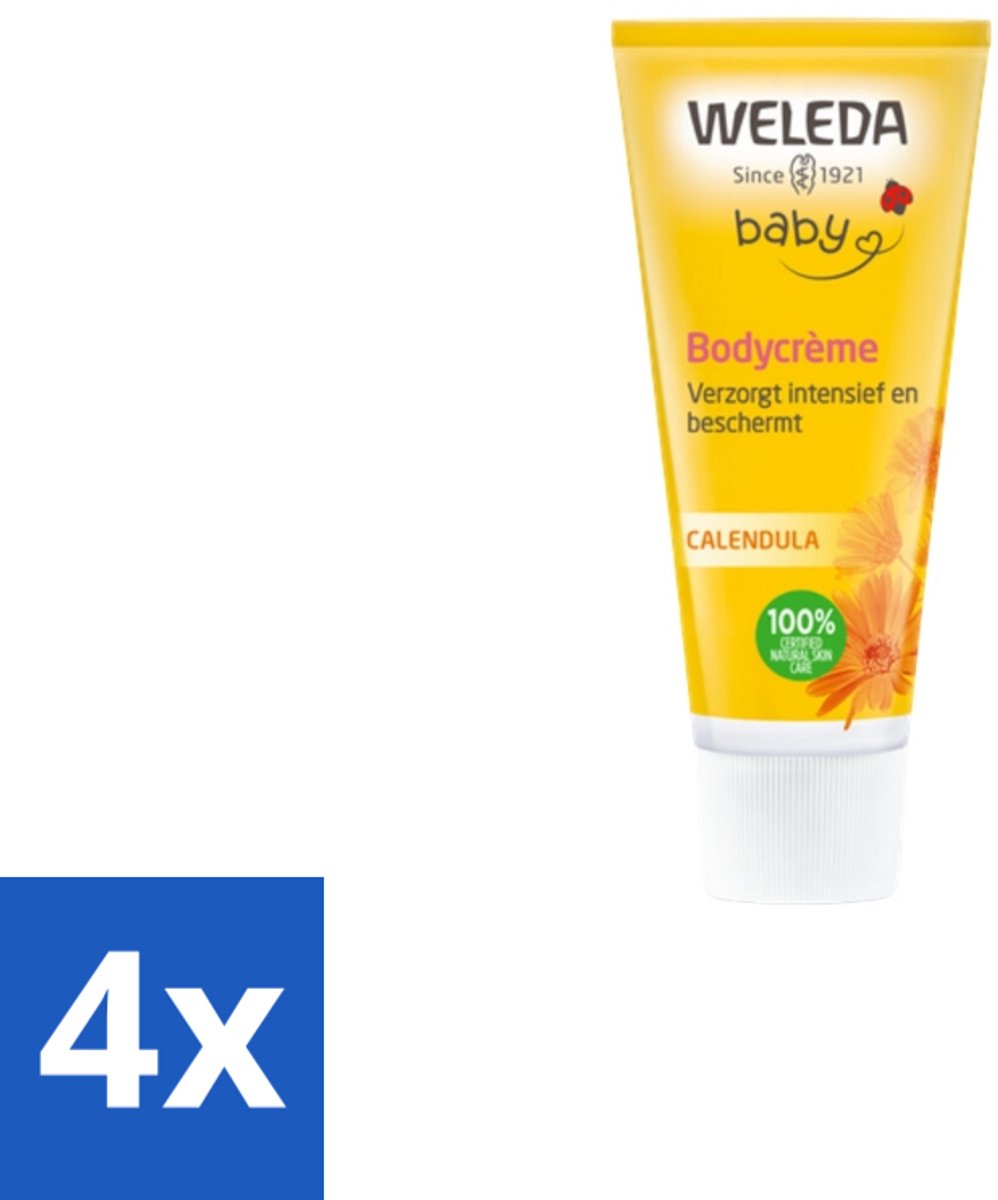 Image of 4 x WELEDA - Bodycrème - Baby & Kind Calendula - 75 ml - Babycreme - Babyverzorging - Natuurlijke Babycreme - Calendula Creme - Gevoelige Huid