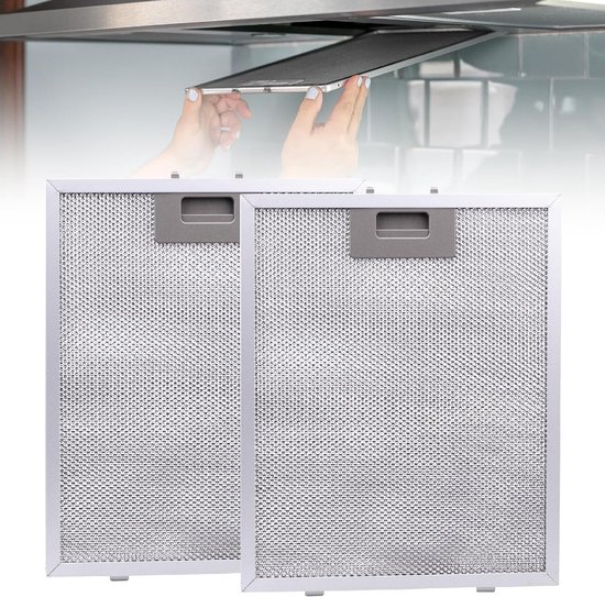 Lot de 2 filtres à graisse pour Filtres de hotte , 260 x 320 x 9 mm, 5 couches, en aluminium, pour plaques de cuisson, fours et Filtres aspirantes, blanc
