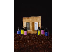 Georgie's Starter Pack - Proefpakket Koffiebonen en Cold Brew Koffie Proefpakket - 1x500g Arabica Blend Koffiebonen, 1x500g Arabica Robusta Blend Koffiebonen en 6x125ml (6 stuks Cold Brew Koffie) - Mix van Cold Drip Koffie en Premium RFA Koffiebonen