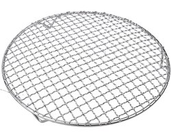 rond koelframe, 201 roestvrij stalen bakrooster, draad-ovenrooster voor bakken, koken, stomen, ronde kookplaat, grillrooster, airfryer-accessoires (24,5 cm)