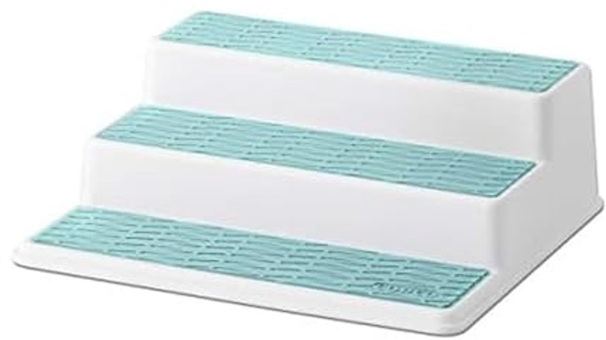 Keukenkast-organizer met 3 niveaus en antislip, 10-inch, wit/aqua