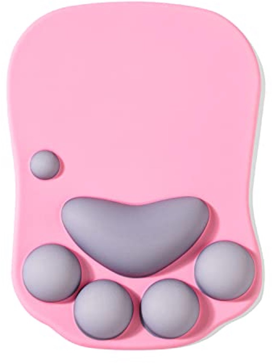 Ergonomisch Muismat met Polssteun - Zachte Siliconen Pad voor Thuis, Kantoor en Gaming - Roze en Grijs
