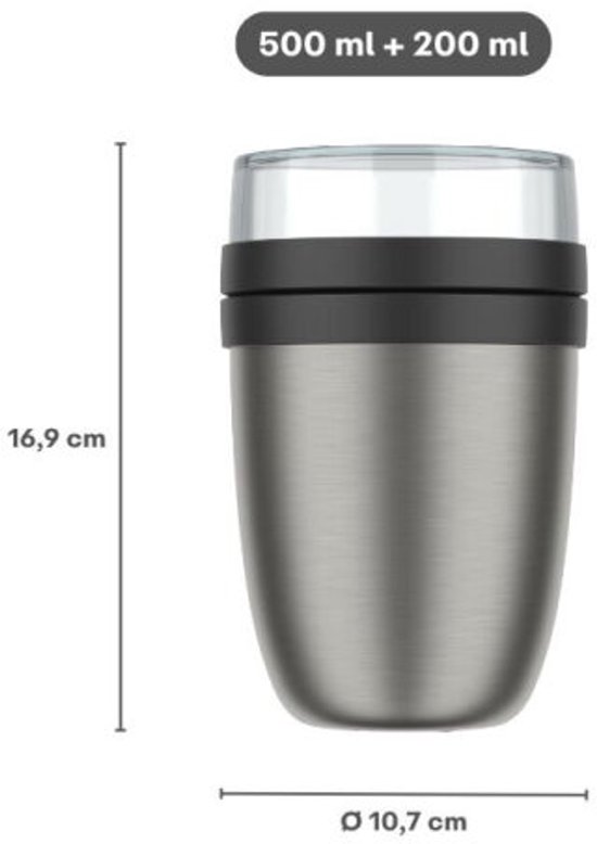 Pot à lunch isotherme Mepal Ellipse - 500 + 200 ml - Boîte à lunch Thermos - Bleu vif