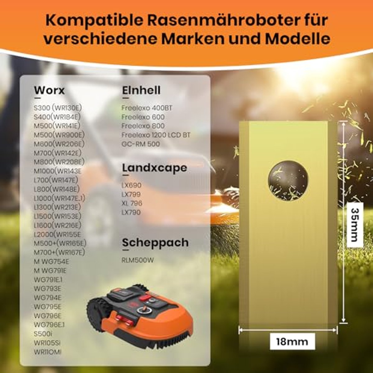 Afbeelding 3 van Premium reservemesjes voor robotmaaiers - roestvrij staal met titanium coating, ultrascherpe en duurzame robotmessen