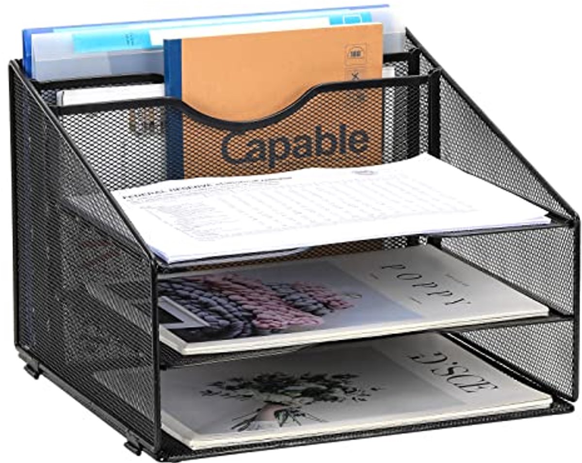 3-laags A4 bureaumateriaal organizer - zwart