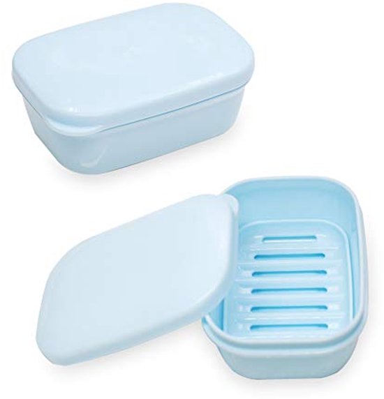 TANCANO Zeepbakje Zeepbak Zeephouder 2 Pack Container Zeepkoffer voor Douche, Waterdichte Draagbare Zeeplade voor Reizen, Auto, Thuis, Outdoor, Camping, Gym, Hemelsblauw