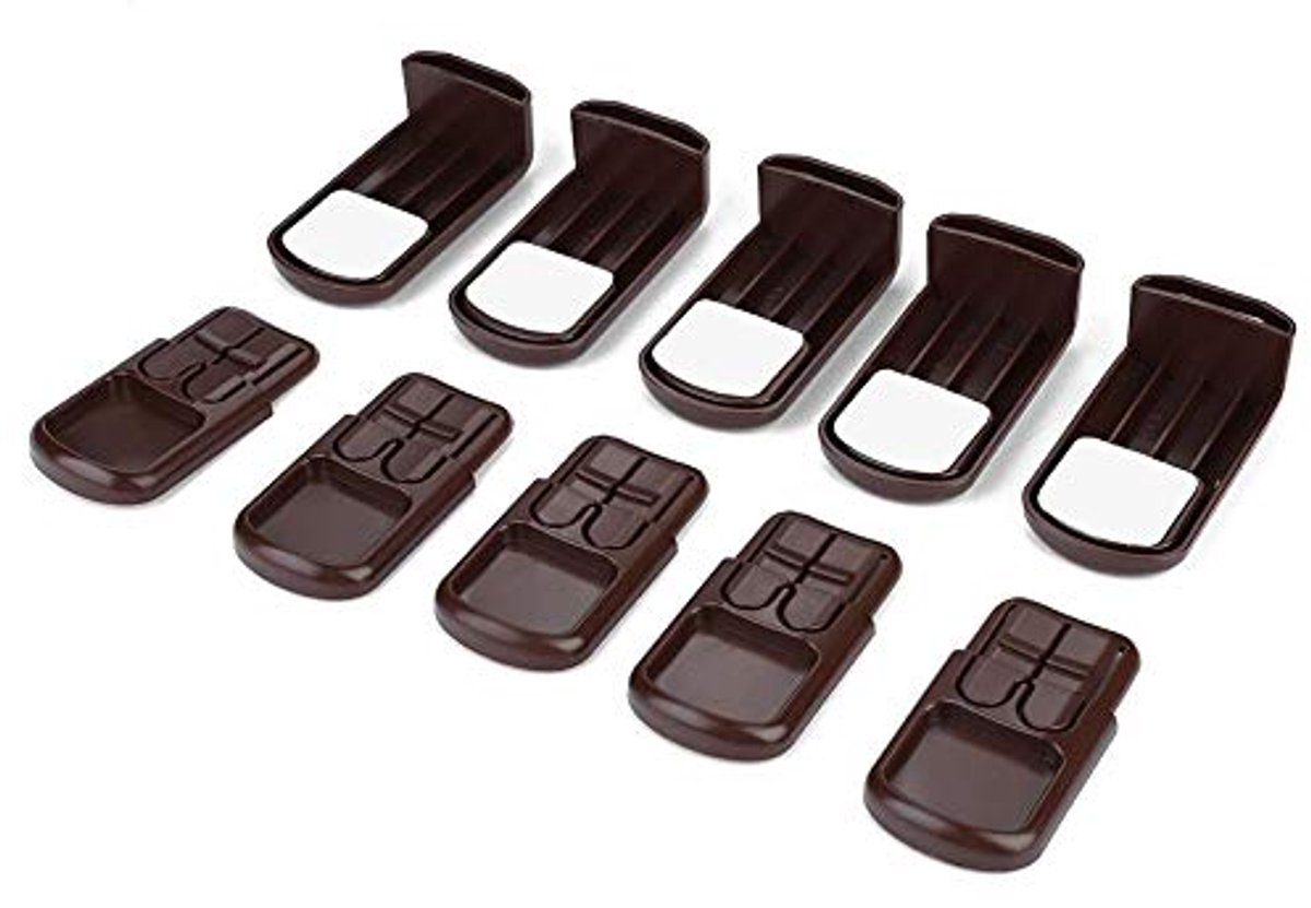 Image of 5-delige Baby Veiligheidsloten voor Kasten en Lades - Zelfklevend, Bruin