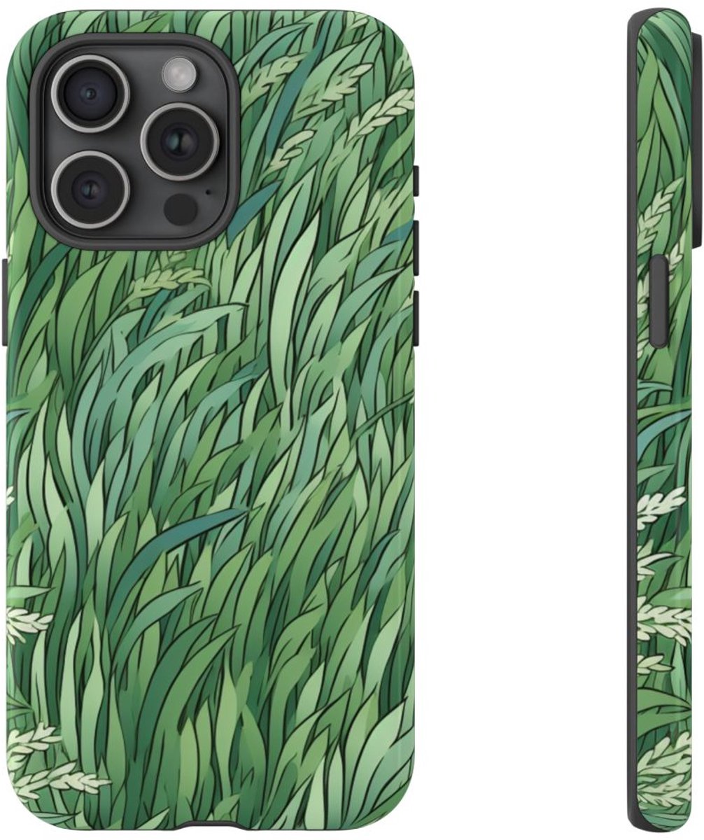 Weelderig Groen Graspatroon – Telefoonhoesje Geschikt voor iPhone 15 Pro Max