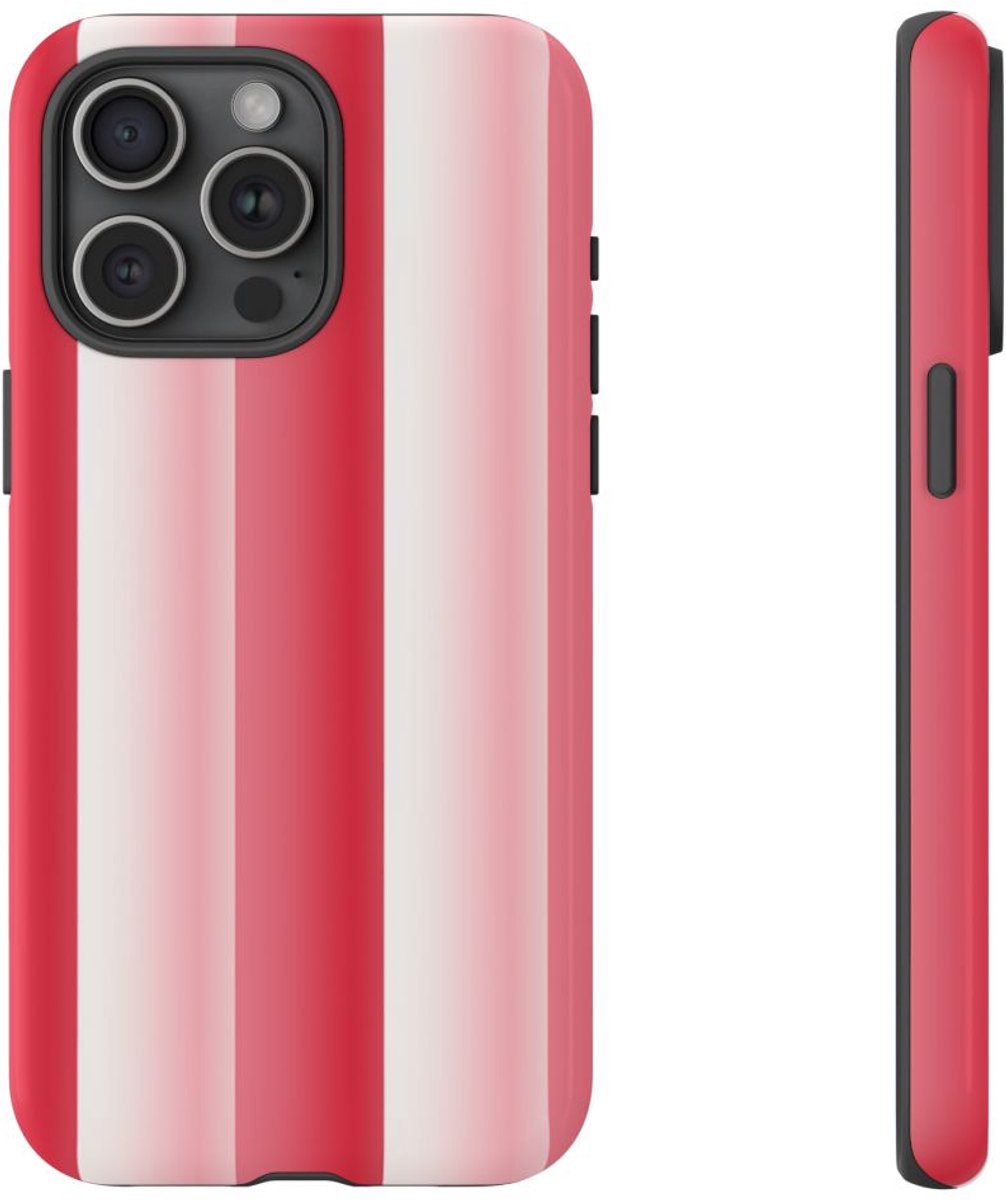 Rood-Wit Gestreept Patroon – Telefoonhoesje Geschikt voor iPhone 15 Pro Max