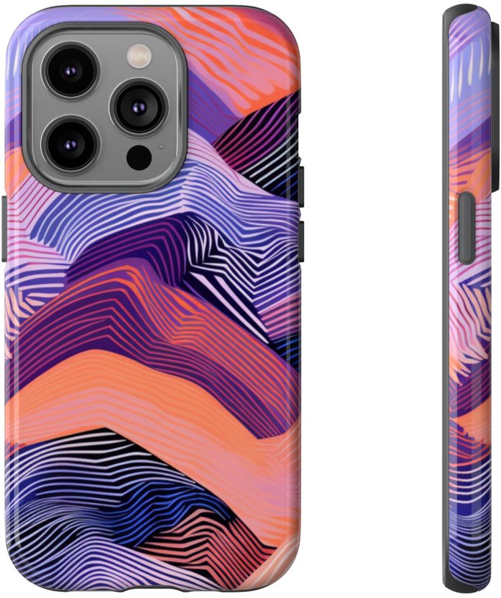 Abstracte Kleurrijke Golfpatronen – Telefoonhoesje Geschikt voor iPhone 14 Pro