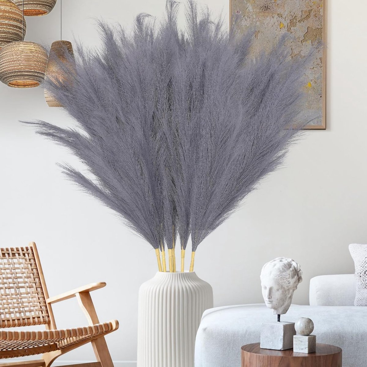 Pampasgras groot 110 cm grijs kunstgras kunstpampas decoratie droogbloemen boho-decor kunstbloemen - bruiloft kantoor