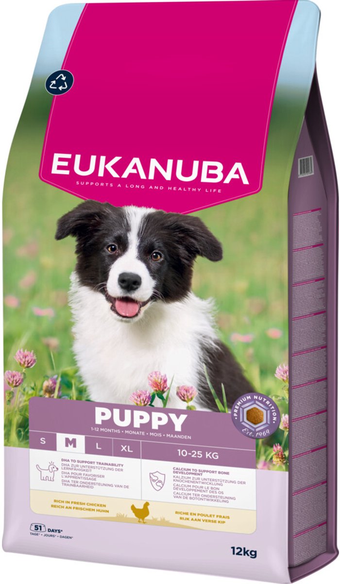 Eukanuba Life Care Dog Puppy Medium Hondenvoer Chicken 12 kg
