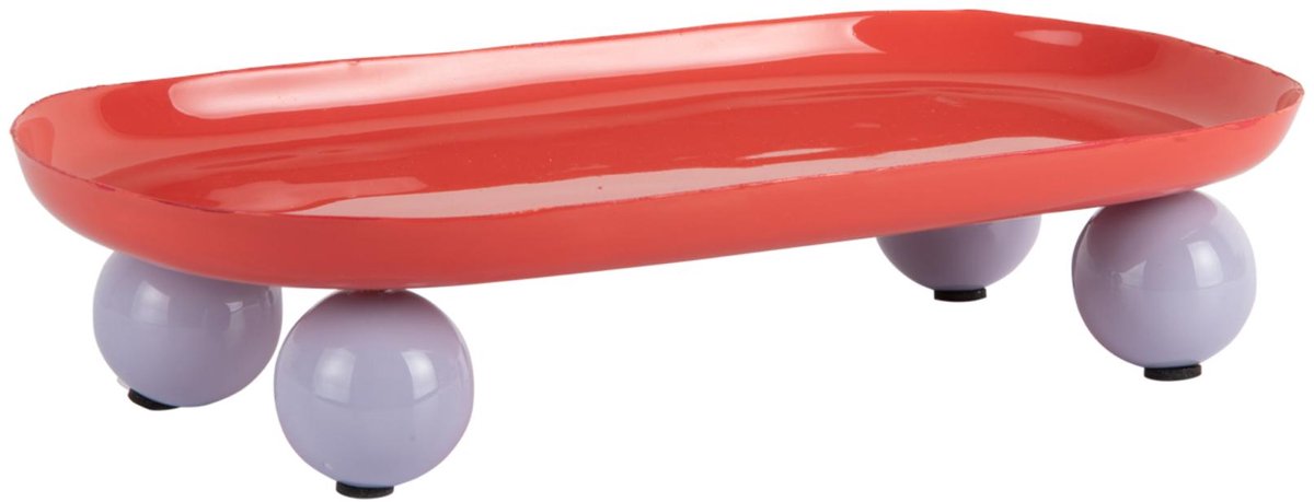 Present Time Dienblad Double Funky Oval Large - Rood - 39x16x6cm - Modern