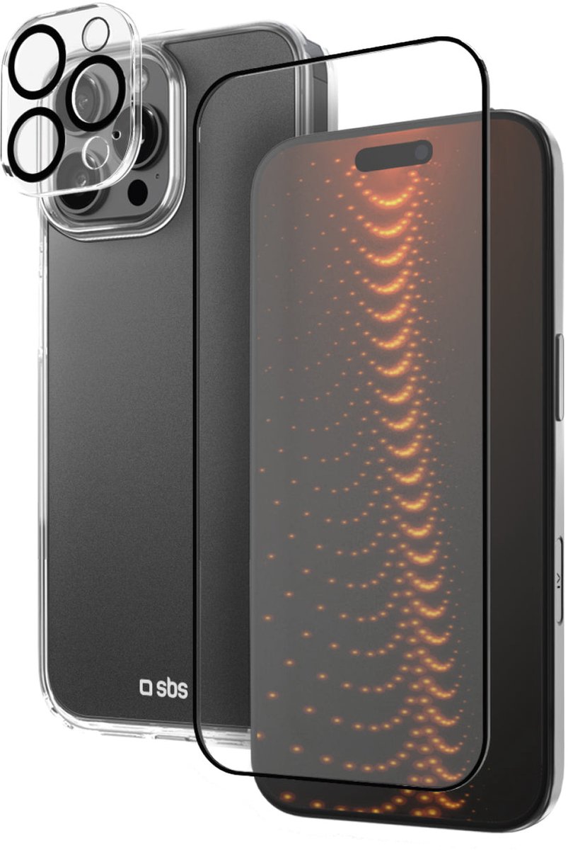 Sbs Hoesje En Glas Beschermingsset Voor Iphone 16 Pro Max Met Doorzichtig