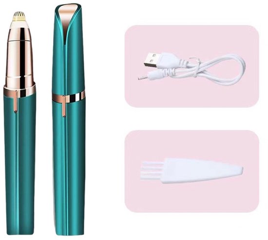 Elektrische wenkbrauwtrimmer voor vrouwen Wenkbrauwpotlood Gezichtshaarverwijderaar Automatische wenkbrauwtrimmer voor vrouwen Zakmes Smaragdgroen
