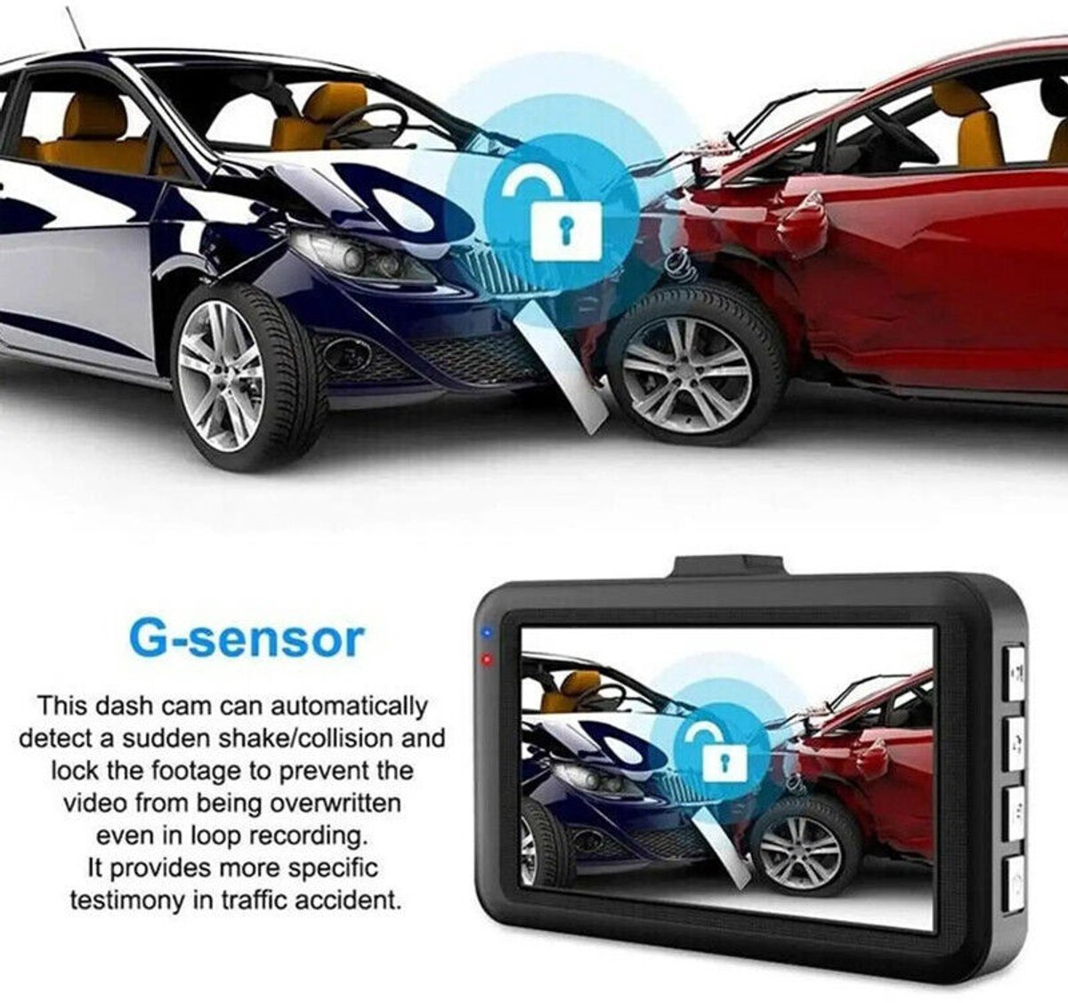 3-inch autodashcam, Full HD 1080P, auto-DVR, verkeersrecorder – foto 8