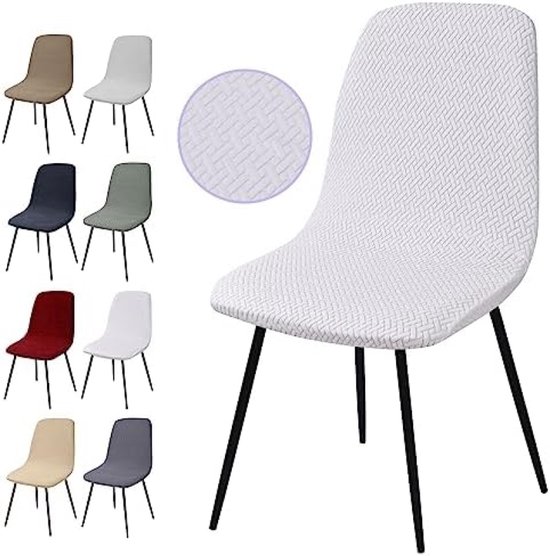 PromoHome Set van 4 Universele Stretch Stoelhoezen - Jacquard Stof, Afneembaar en Wasbaar voor Eetkamerstoelen, Feesten, Bruiloften en Hotels