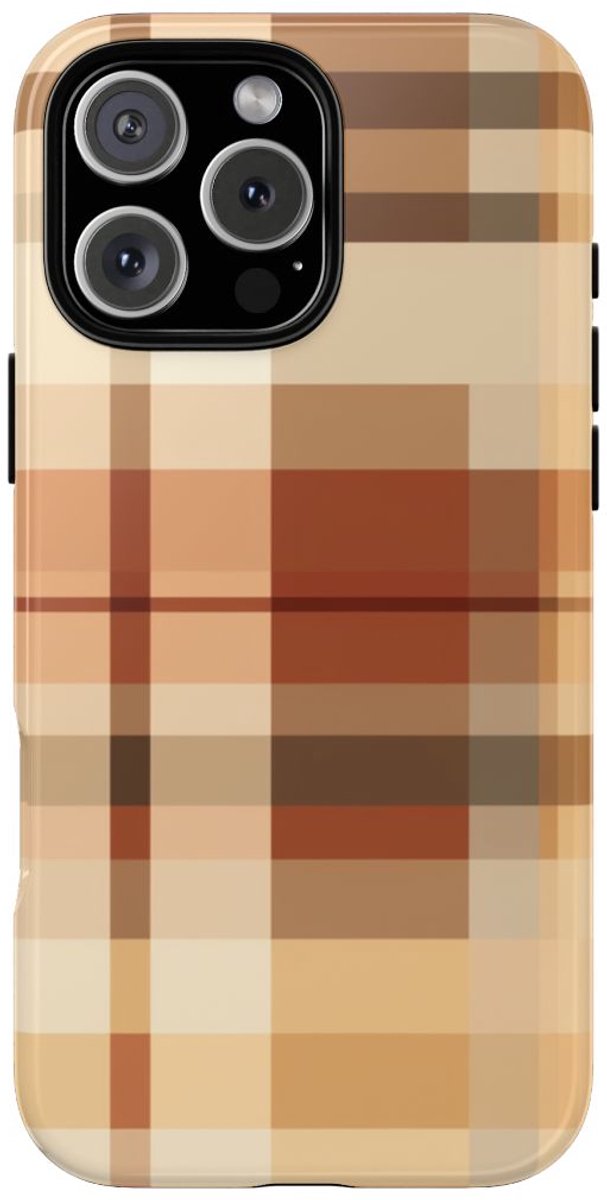 Warm Neutraal Tartan Ruitpatroon – Telefoonhoesje Geschikt voor iPhone 16 Pro Max