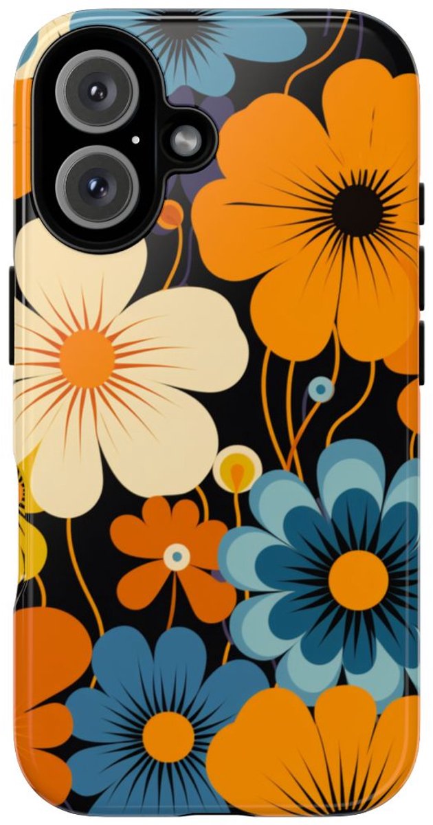 Gedurfd Retro Bloemenpatroon – Telefoonhoesje Geschikt voor iPhone 16