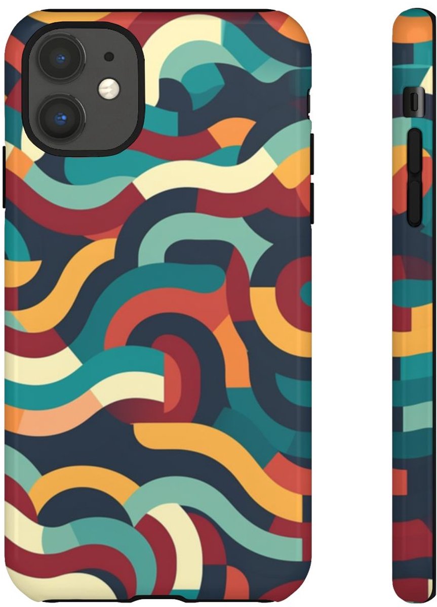 Kleurrijk Abstract Golvend Patroon – Telefoonhoesje Geschikt voor iPhone 11