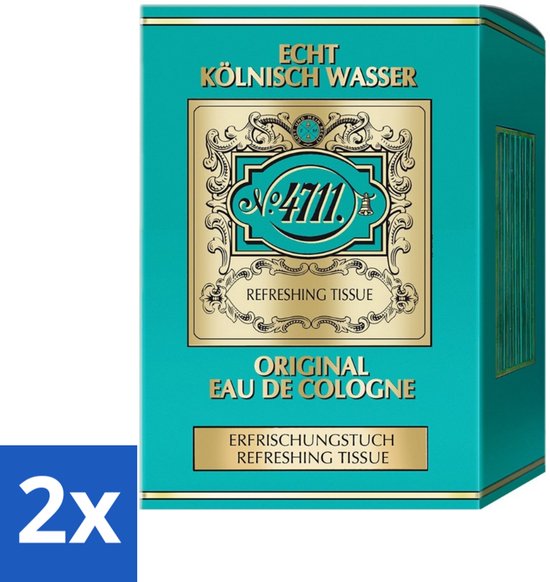 2 x 4711 - Echt Kölnisch Wasser - Original Eau De Cologne - Verfrissende Doekjes - Citroengeur - 10 Tissues - 4711 Tissues - Verfrissende Doekjes - Eau De Cologne - Citrusgeur - Verfrissend
