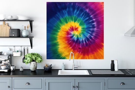 Muurstickers - Sticker Folie - Regenboogkleuren - Spiraal - Kleurrijk - 100x100 cm - Plakfolie - Muurstickers Kinderkamer - Zelfklevend Behang XXL - Zelfklevend behangpapier - Stickerfolie