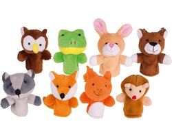 Vingerpopjes: BOSDIEREN SET H7,5-8,5cm, pluche, 8 modellen gemengd, 1+