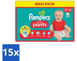 15 x Pampers - Baby-Dry Pants - Luierbroekjes - Maat 4 (9-15 kg) - Extra Droog - 90 Luiers - Baby Windel - Luier - Droge Windel - Luierbroekje - Baby Droog