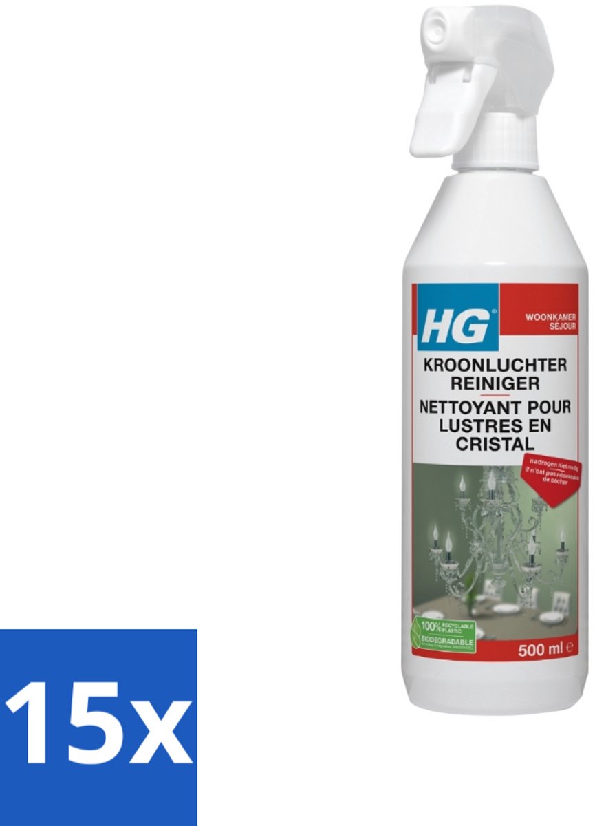 15 x HG Kroonluchtreiniger 500 ml - Kroonluchter Reinigen - Koper Reinigen - Messing Reinigen - Bronzen Reinigen - Vuil Verwijderen