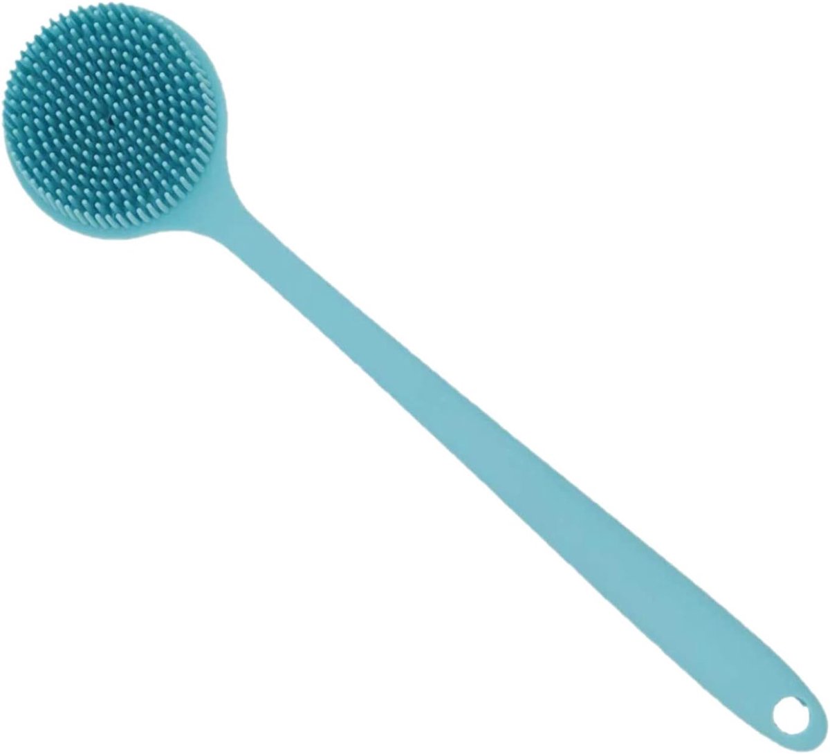 Rugschrobber voor douche: zachte badborstel met lang handvat (blauw)