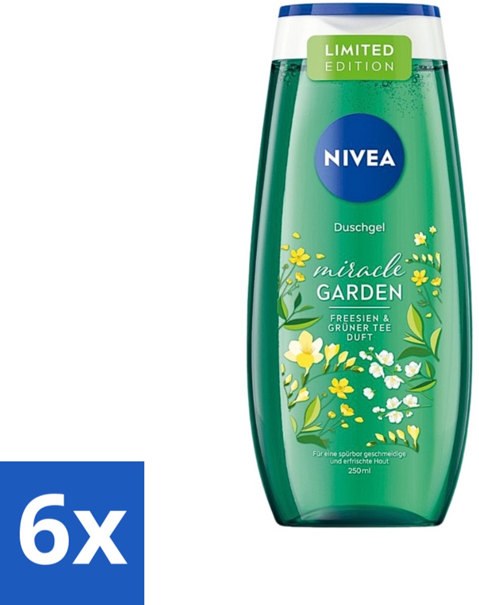 6 x Nivea - Douchegel - Freesia & Groene Thee - 250 ml - Douchegel Freesia Groene Thee - Douchegel Voor Huidverzorging - Frisse Geur Douchegel - Hydraterende Douchegel - PH-huidneutraal