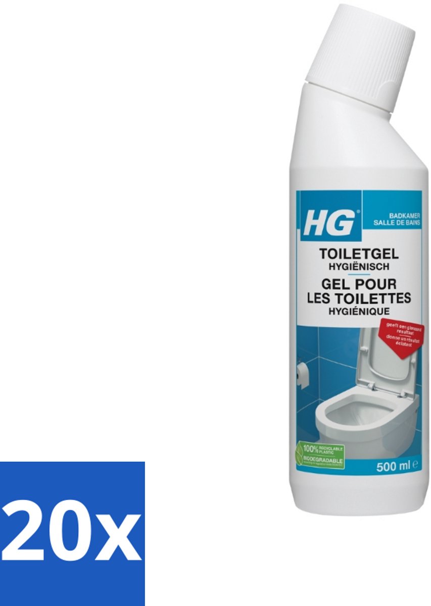 20 x HG Toiletgel Hygiënisch 500 ml - Toiletgel - Hygiëne - Reinigen - Kalkaanslag - Vuil