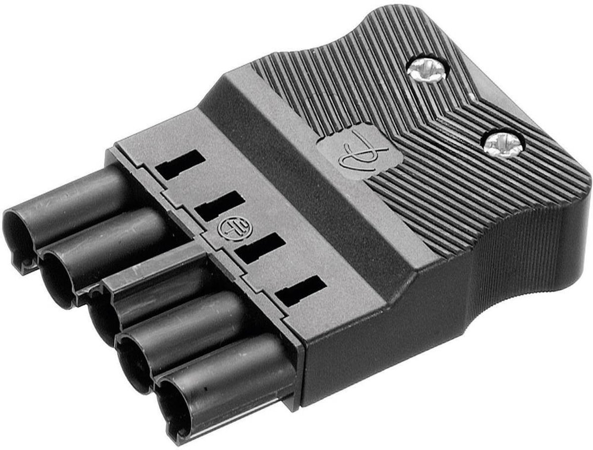 Adels-Contact 18004 Netstekker AC Stekker, recht Totaal aantal polen: 4 + PE 16 A Zwart 1 stuk(s)